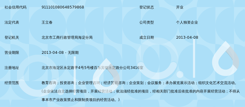 北京立春鑫晨教育咨询中心